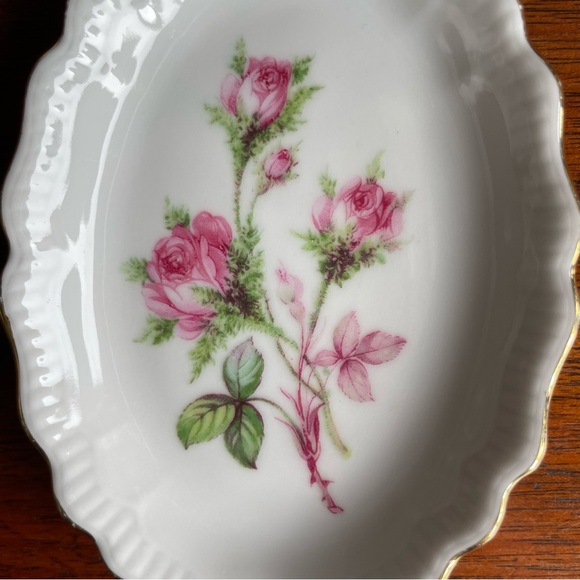 Vintage Floral Small Oval Dishes Gold Trim Porcelain Serviceware Jaeger Germany - Picture 3 of 9